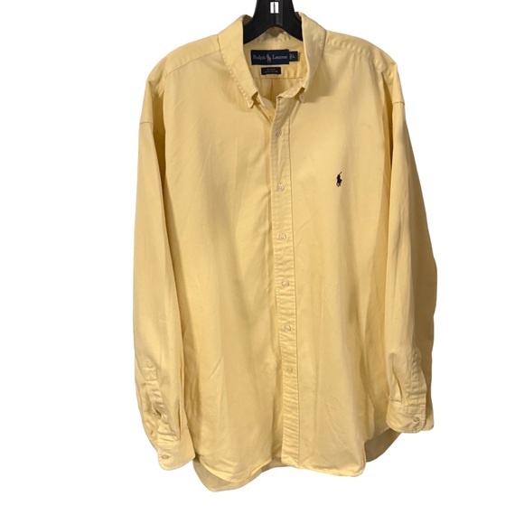 Ralph Lauren Men’s Shirt Sz Large Blake Button Down Oxford Pony Yellow VTG - Picture 1 of 10